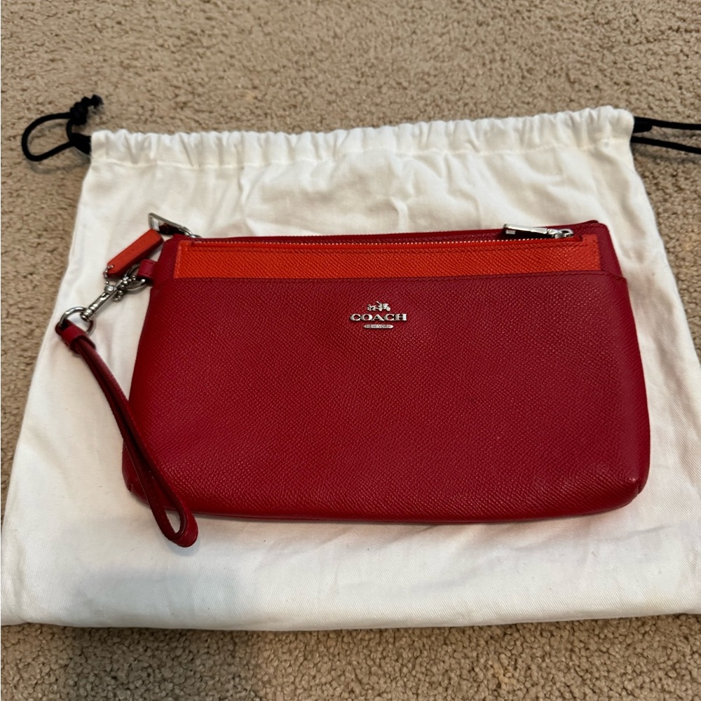 Coach Dual-Tone Red and Orange Wristlet
